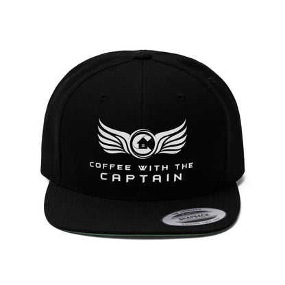 Coffee With The Captain - Flat Bill Snapback (Black or Navy Available)